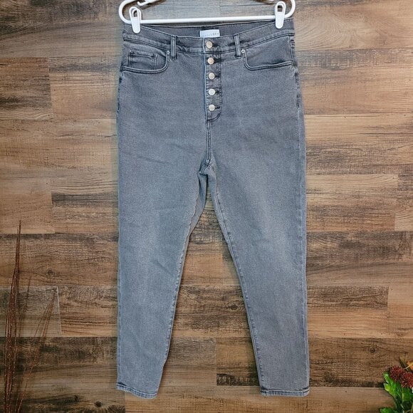Loft Jeans Size 31 Skinny Button Fly High Rise Charcoal Tummy Control Stretch - Picture 1 of 10